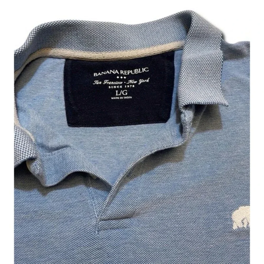 Banana Republic Men’s Luxury Pique Polo Shirt - Light Blue - Large